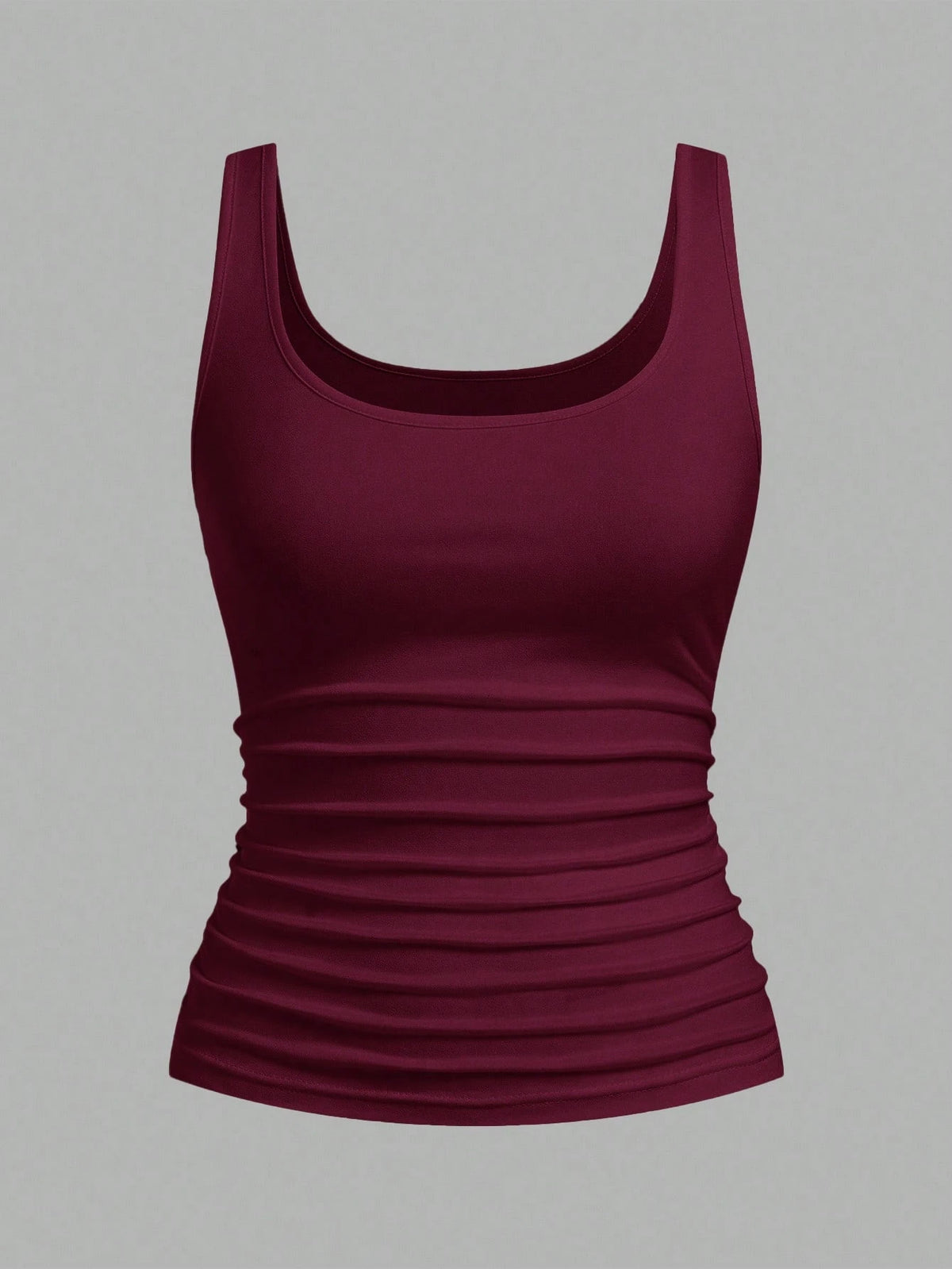 Tseoso 2pcs Black & Burgundy 95% Cotton Women's Casual Oversized Scoop Neck Fitted Tank Top Set, Suitable For Daily Wear, Versatile