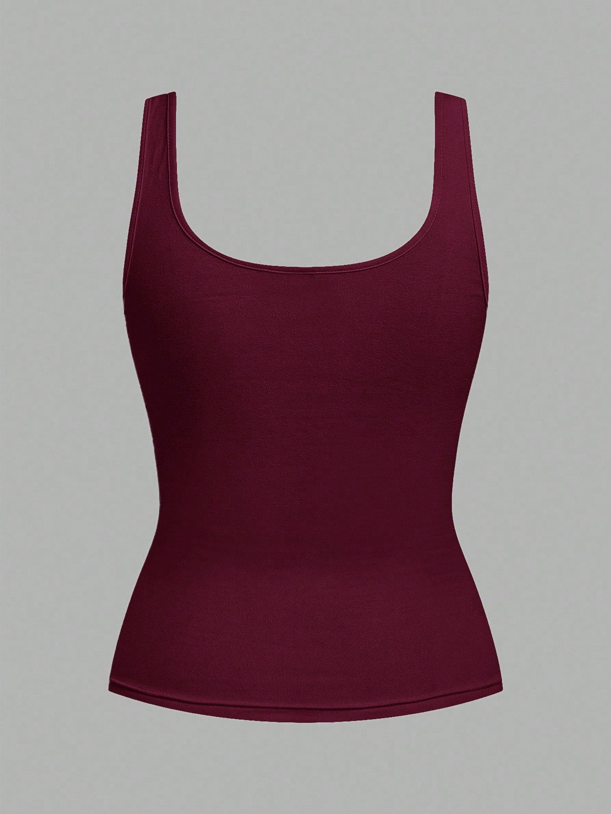 Tseoso 2pcs Black & Burgundy 95% Cotton Women's Casual Oversized Scoop Neck Fitted Tank Top Set, Suitable For Daily Wear, Versatile