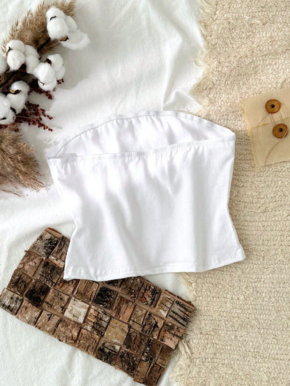 Tseoso All White Summer Casual Everyday,95% Cotton Women's Tight Tube Top,Vintage Cute Softgirl Fall Clothes,Versatile Back To School Early Autumn Tops
