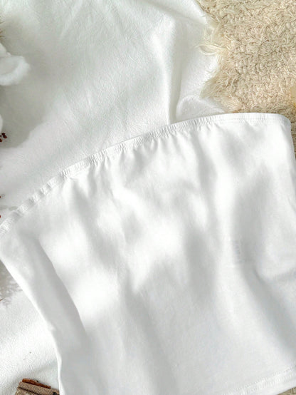 Tseoso All White Summer Casual Everyday,95% Cotton Women's Tight Tube Top,Vintage Cute Softgirl Fall Clothes,Versatile Back To School Early Autumn Tops