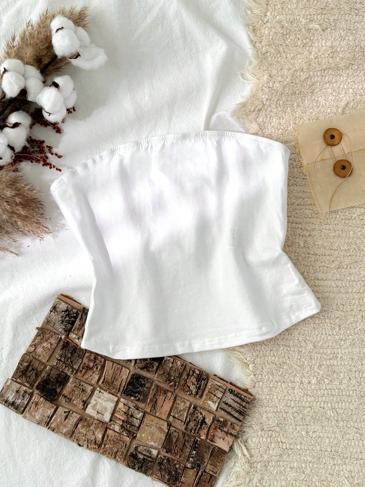 Tseoso All White Summer Casual Everyday,95% Cotton Women's Tight Tube Top,Vintage Cute Softgirl Fall Clothes,Versatile Back To School Early Autumn Tops