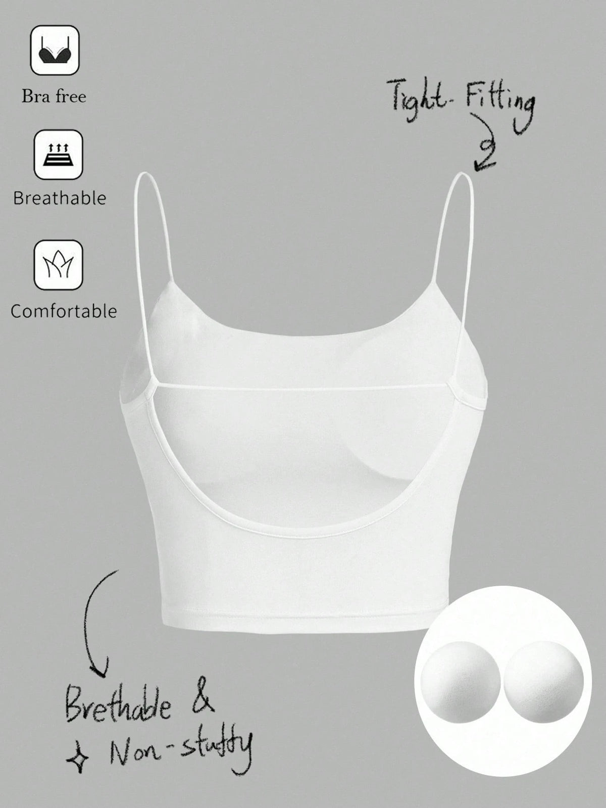 Tseoso Women's Black Summer Basic Modest Sexy Gym Casual Backless Crop Top,Tight Fitting Round Neck Padded Built-In Bra,Solid Color Pleated Cami Night
