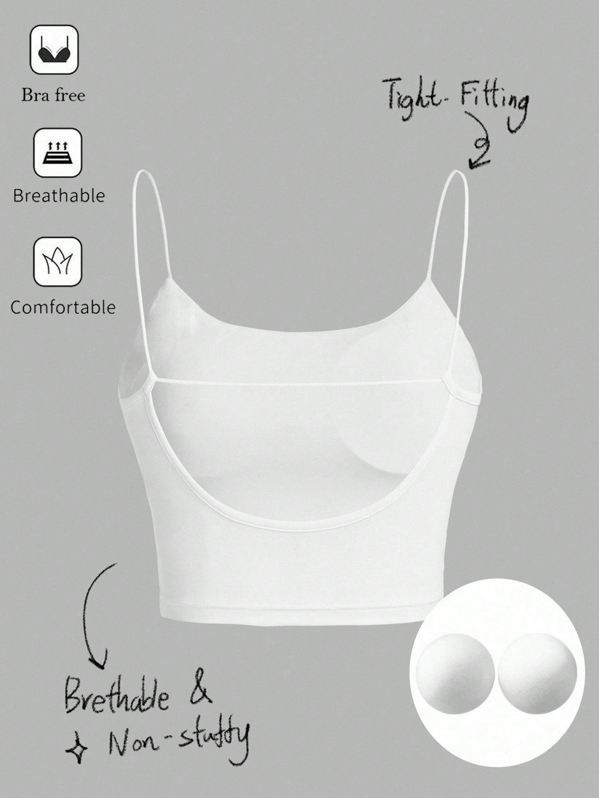 Tseoso Women's Solid Color Spaghetti Strap Simple Modest Camisole, Casual Everyday Wear Everyday All White Summer