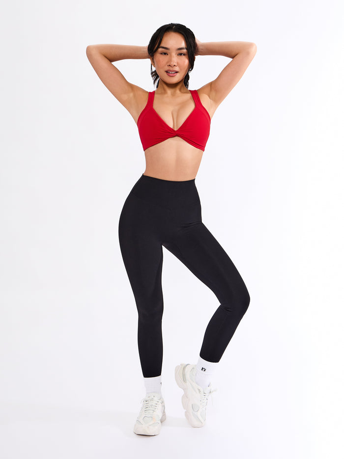 Twisted Curve Sports Bra - Lipstick Red