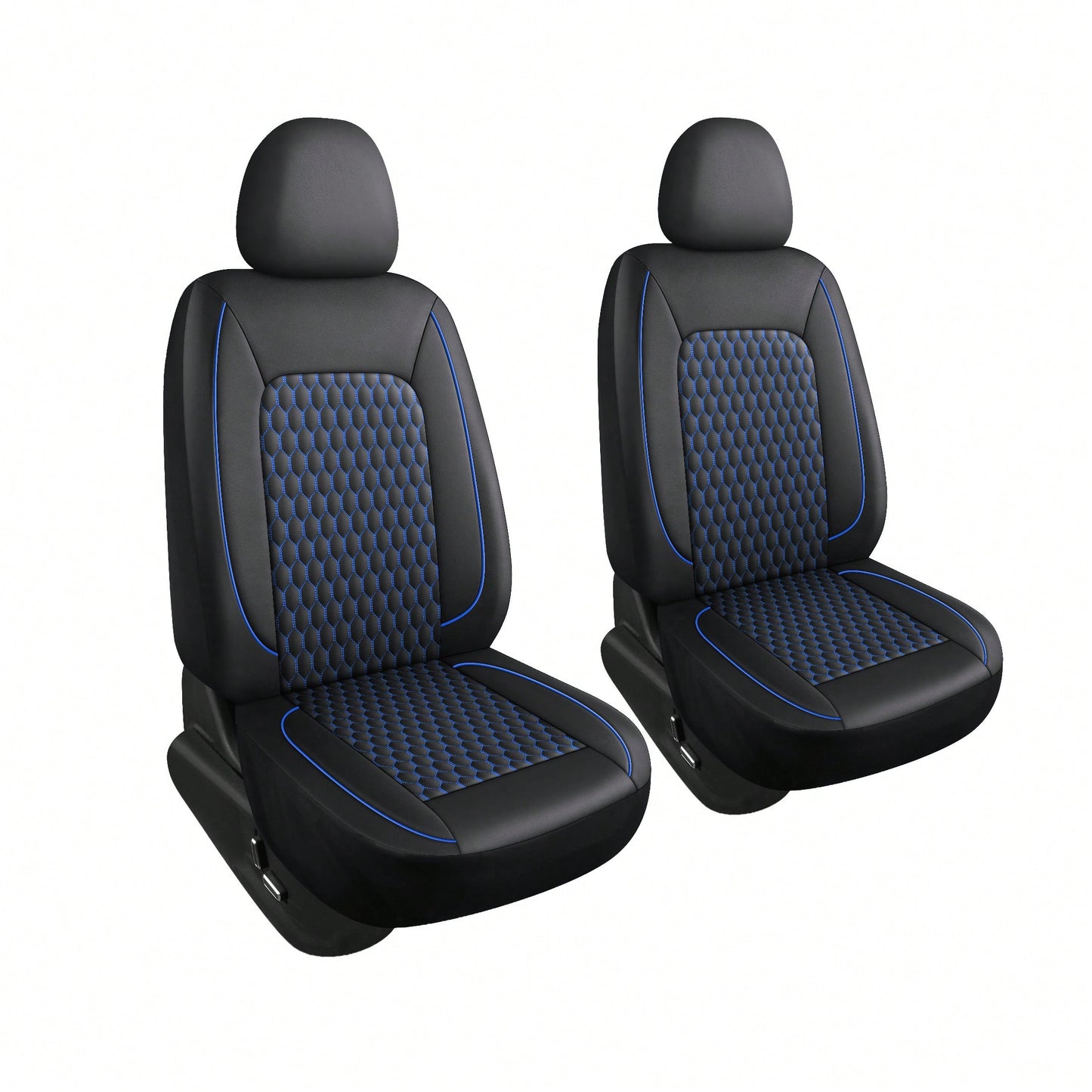 Two-Seat Car Seat Covers (Driver And Front Passenger), Fully Enclosed, Leather Details, Hexagonal Diamond Pattern, Waterproof And Dustproof, Suitable For Most Car Models On The Market, All-Season.