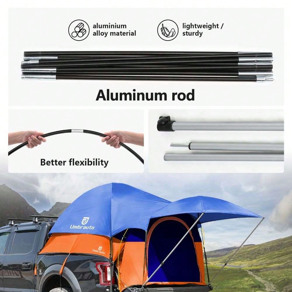 Umbrauto 150D Oxford Truck Bed Tent With Awning: 6.4-6.7FT PU3000mm Waterproof Tailgate Pickup Truck Tents, Easy Set-Up For 2 Person, Fits Full Size Short Bed, Chevy, Dodge, Fo-Rd, GMC