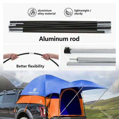 Umbrauto 150D Oxford Truck Bed Tent With Awning: 6.4-6.7FT PU3000mm Waterproof Tailgate Pickup Truck Tents, Easy Set-Up For 2 Person, Fits Full Size Short Bed, Chevy, Dodge, Fo-Rd, GMC