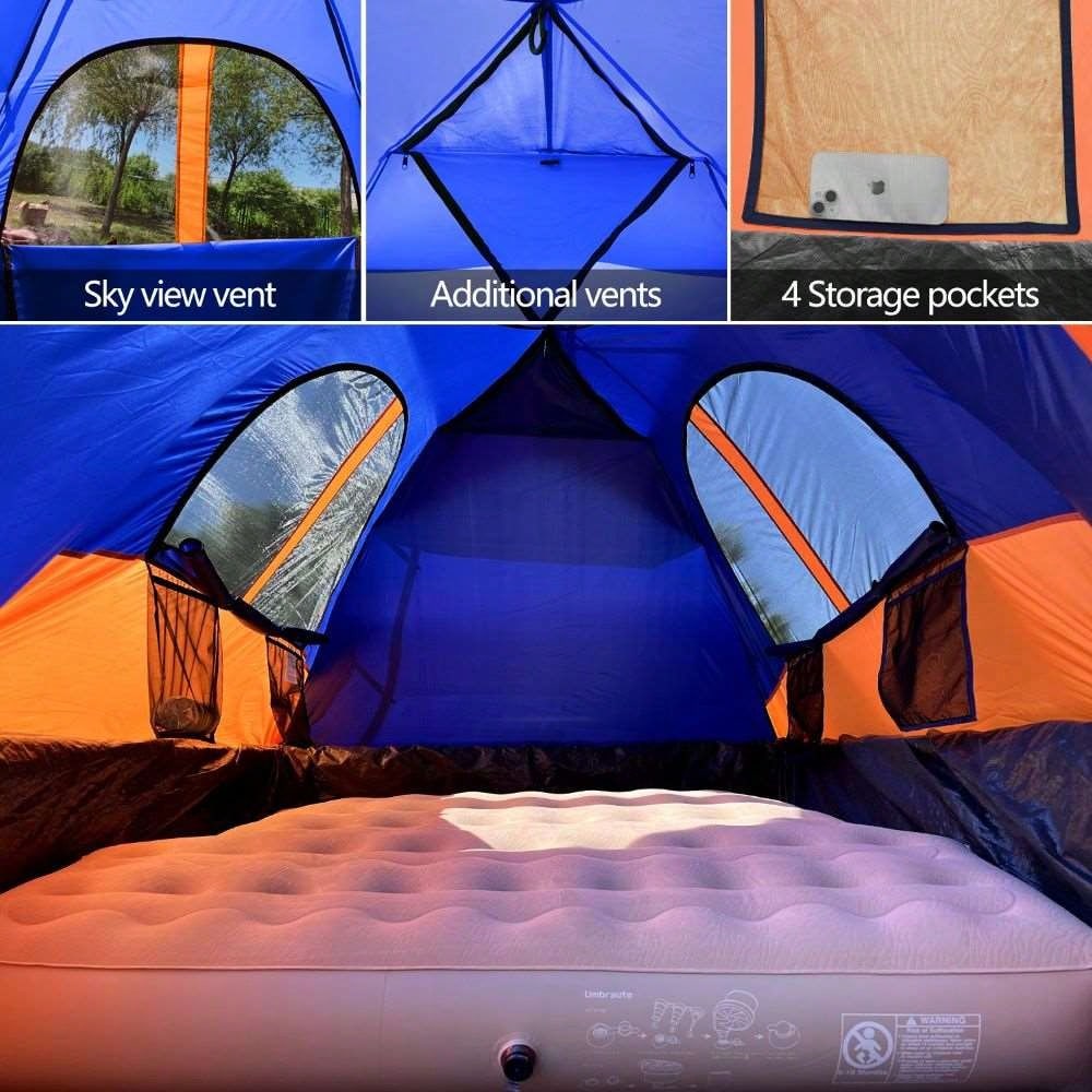 Umbrauto 150D Oxford Truck Bed Tent With Awning: 6.4-6.7FT PU3000mm Waterproof Tailgate Pickup Truck Tents, Easy Set-Up For 2 Person, Fits Full Size Short Bed, Chevy, Dodge, Fo-Rd, GMC