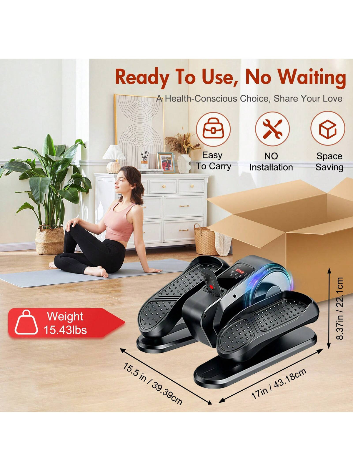 Under Desk Elliptical Machine Leg Exerciser While Sitting For Seniors Fully Assembled, Portable & Quiet Electric Seated Pedal Exerciser With 12 Adjustable Speed&Remote Control Exercise Machine