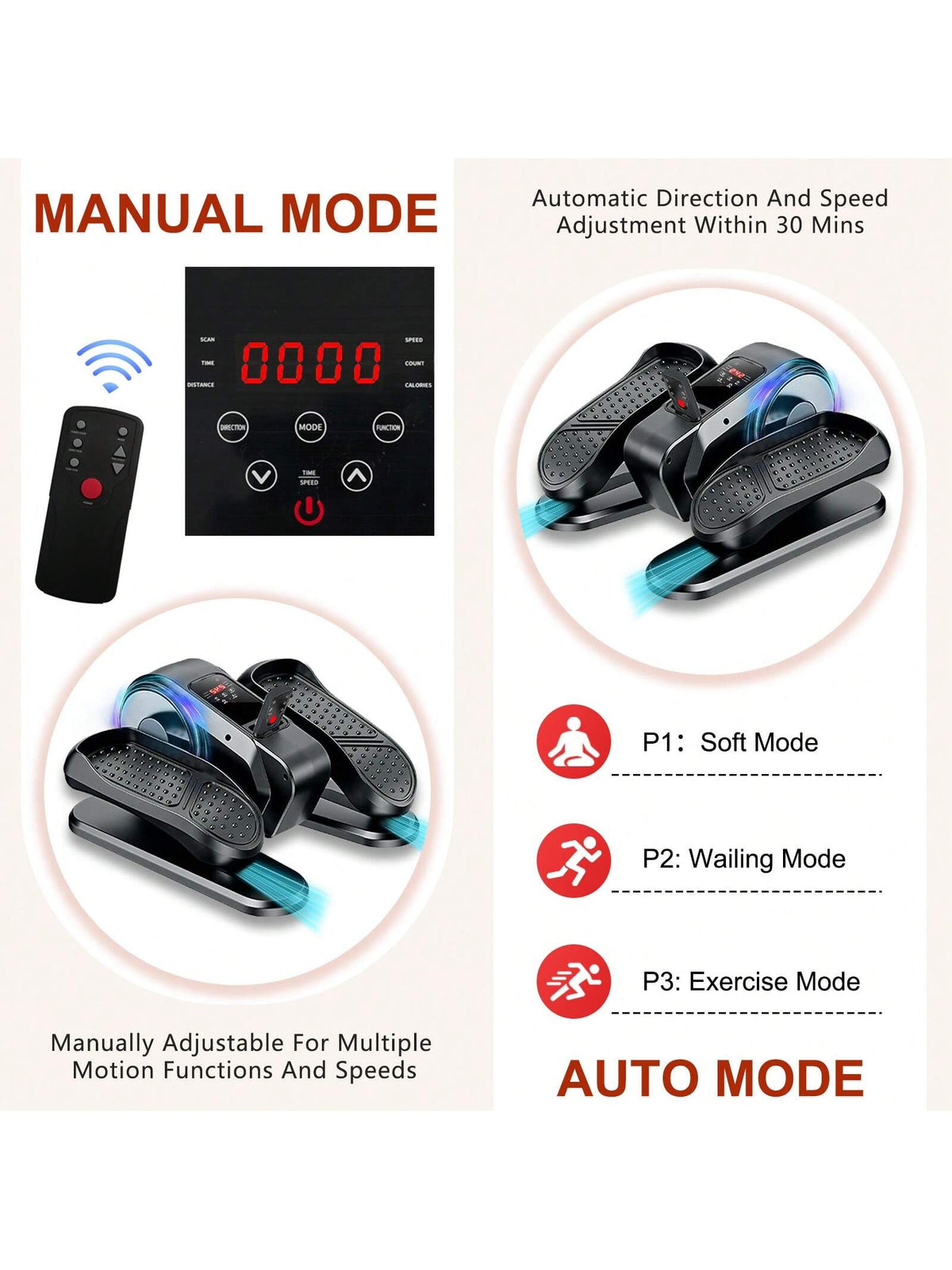 Under Desk Elliptical Machine Leg Exerciser While Sitting For Seniors Fully Assembled, Portable & Quiet Electric Seated Pedal Exerciser With 12 Adjustable Speed&Remote Control Exercise Machine