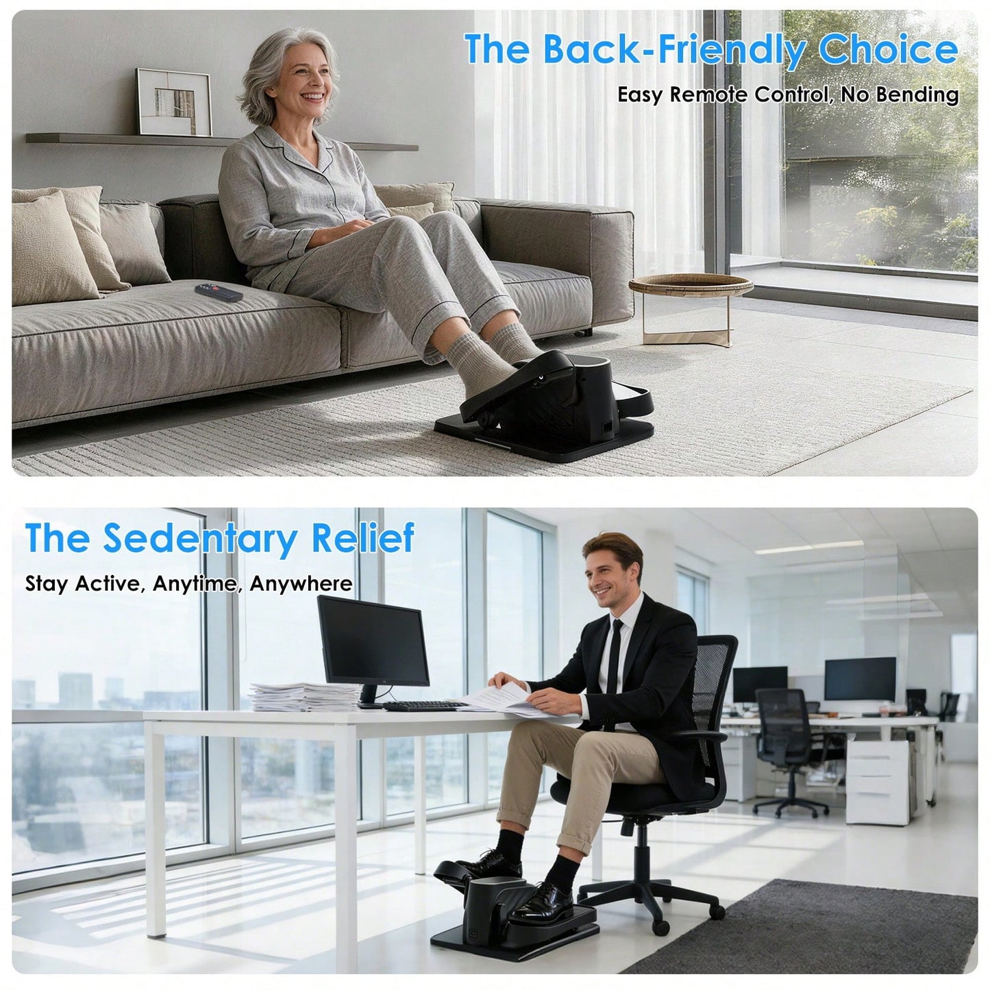 Under Desk Elliptical Machine With Remote, Ellipse Leg Exerciser As Seen On TV, Seated Pedal Exerciser For Seniors, 15 Speeds, Forward & Reverse Direction, Manual & Auto Mode For Home Office