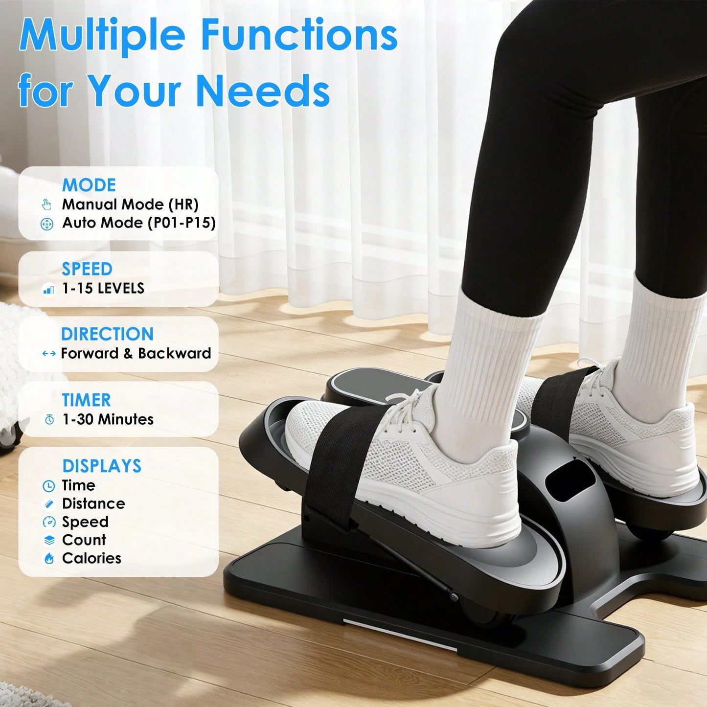 Under Desk Elliptical Machine With Remote, Ellipse Leg Exerciser As Seen On TV, Seated Pedal Exerciser For Seniors, 15 Speeds, Forward & Reverse Direction, Manual & Auto Mode For Home Office