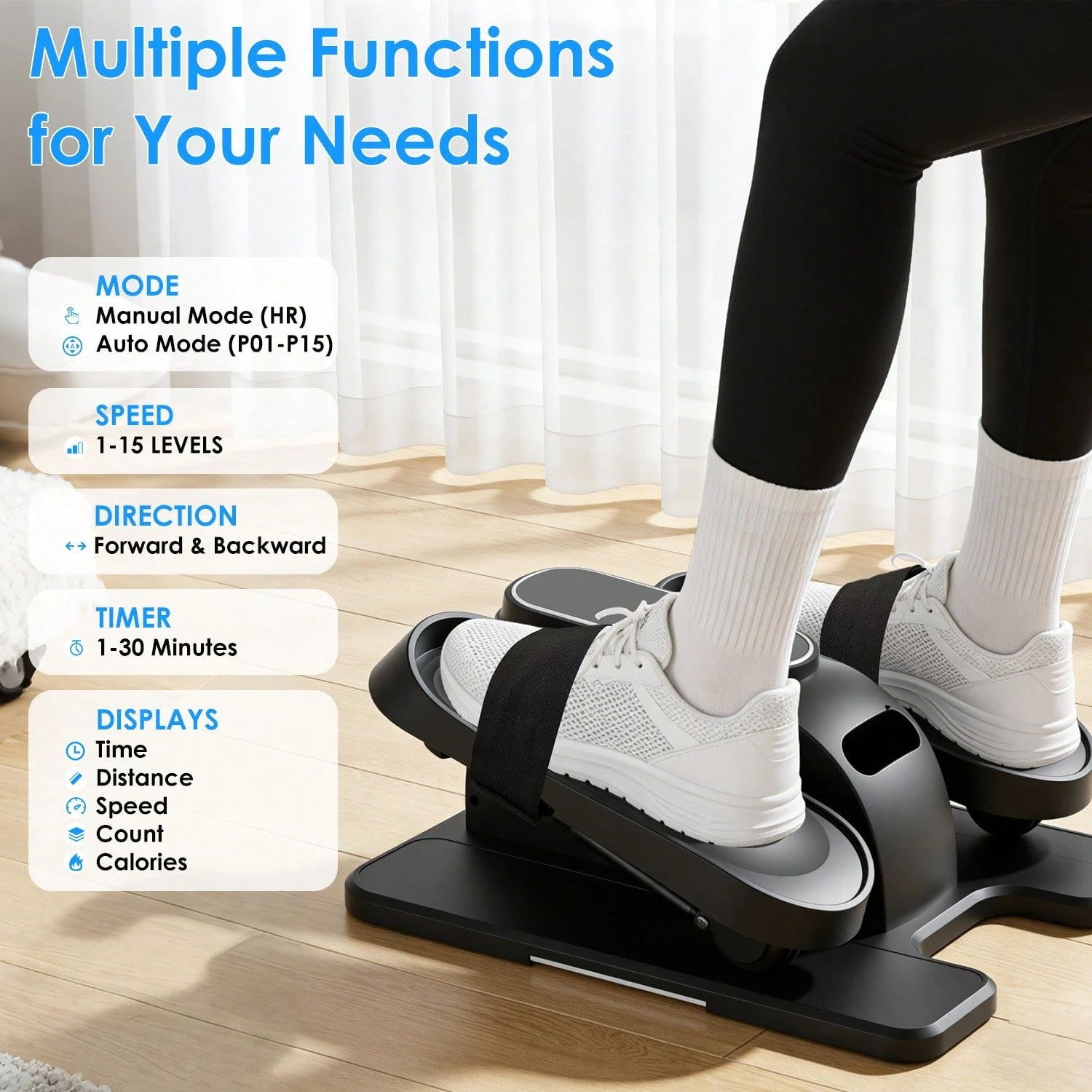 Under Desk Elliptical Machine With Remote, Ellipse Leg Exerciser As Seen On TV, Seated Pedal Exerciser For Seniors, 15 Speeds, Forward & Reverse Direction, Manual & Auto Mode For Home Office