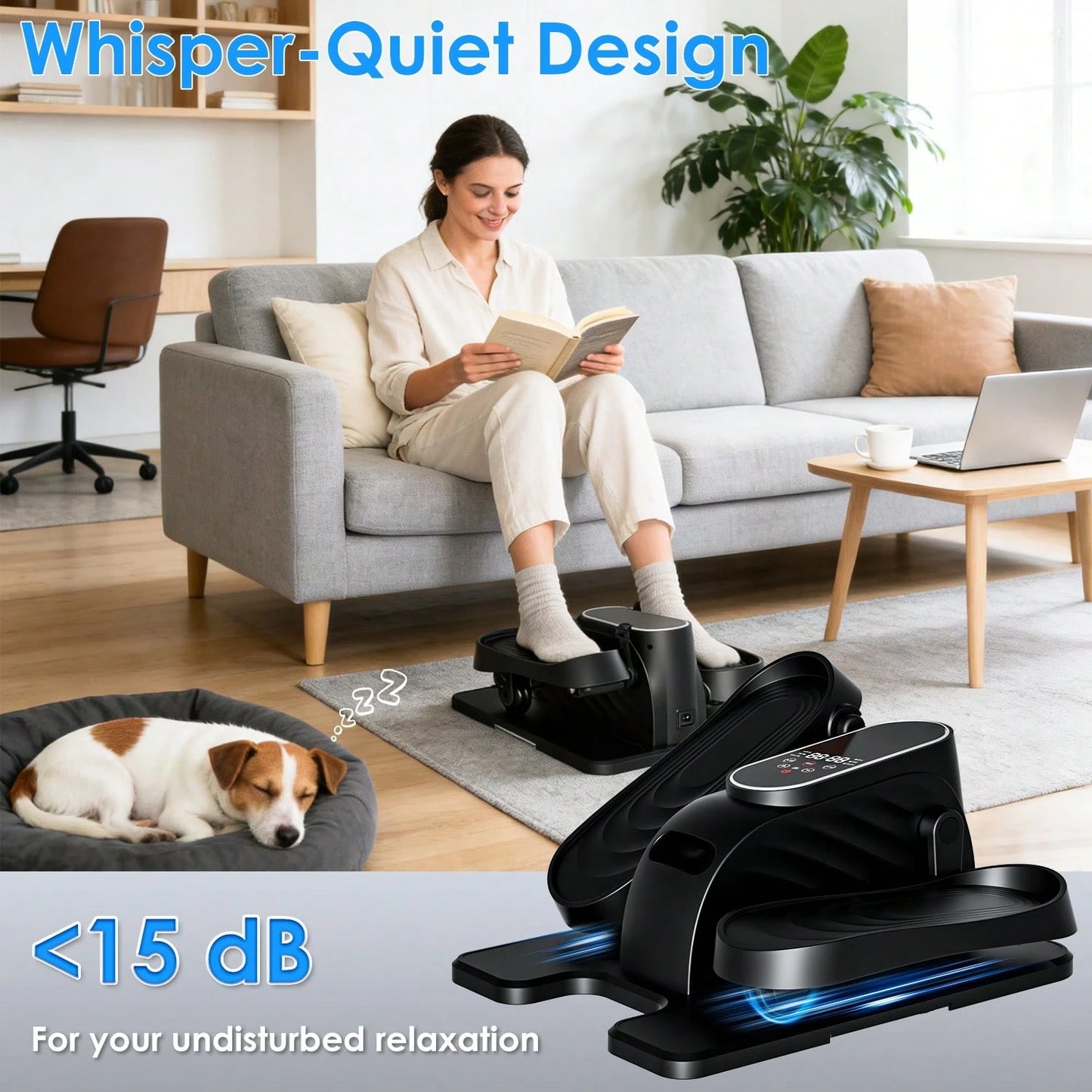 Under Desk Elliptical Machine With Remote, Ellipse Leg Exerciser As Seen On TV, Seated Pedal Exerciser For Seniors, 15 Speeds, Forward & Reverse Direction, Manual & Auto Mode For Home Office