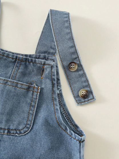 Unisex Baby/Baby Boy/Girl Cute Denim Bib Shorts Romper, Baby Boy Summer Clothes, Streetwear, Baby Overalls, Jeans