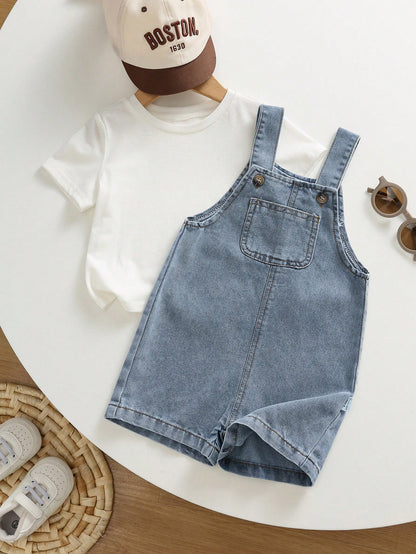 Unisex Baby/Baby Boy/Girl Cute Denim Bib Shorts Romper, Baby Boy Summer Clothes, Streetwear, Baby Overalls, Jeans