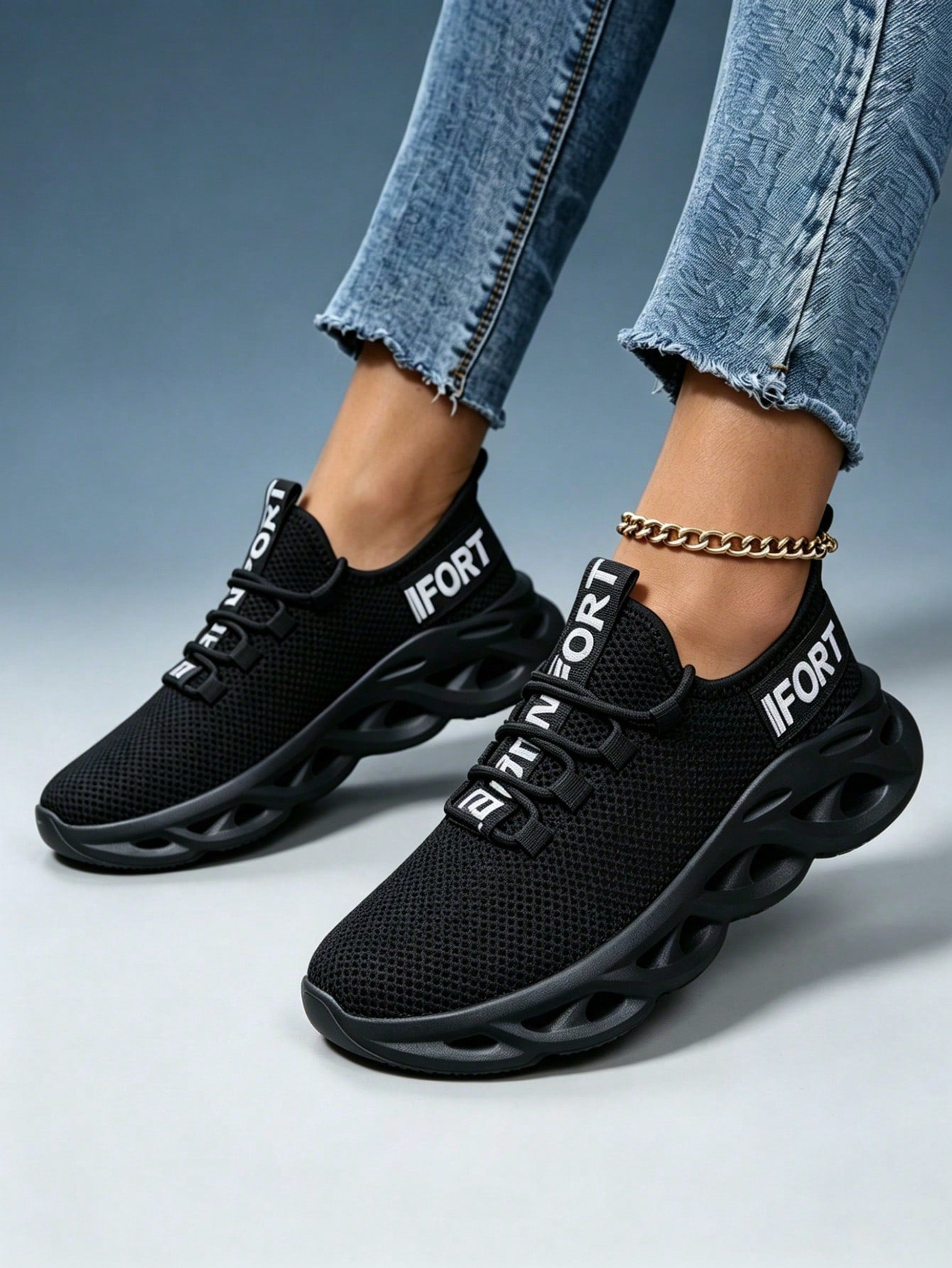 Unisex Black Sock Sport Sneakers – Breathable Mesh Upper, Slip-On Fit, Lightweight Casual Running Shoes For Daily Wear & Walking