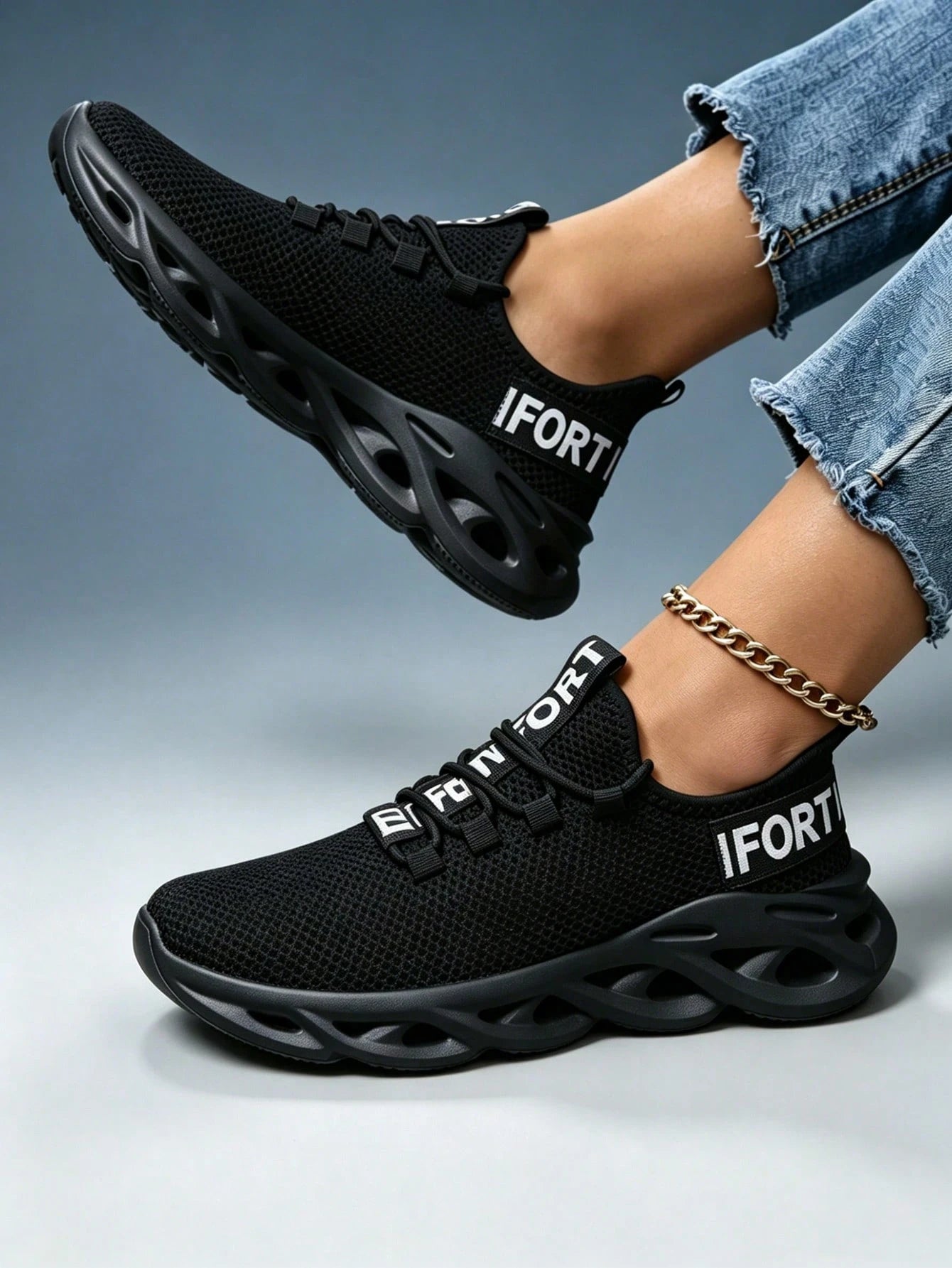 Unisex Black Sock Sport Sneakers – Breathable Mesh Upper, Slip-On Fit, Lightweight Casual Running Shoes For Daily Wear & Walking