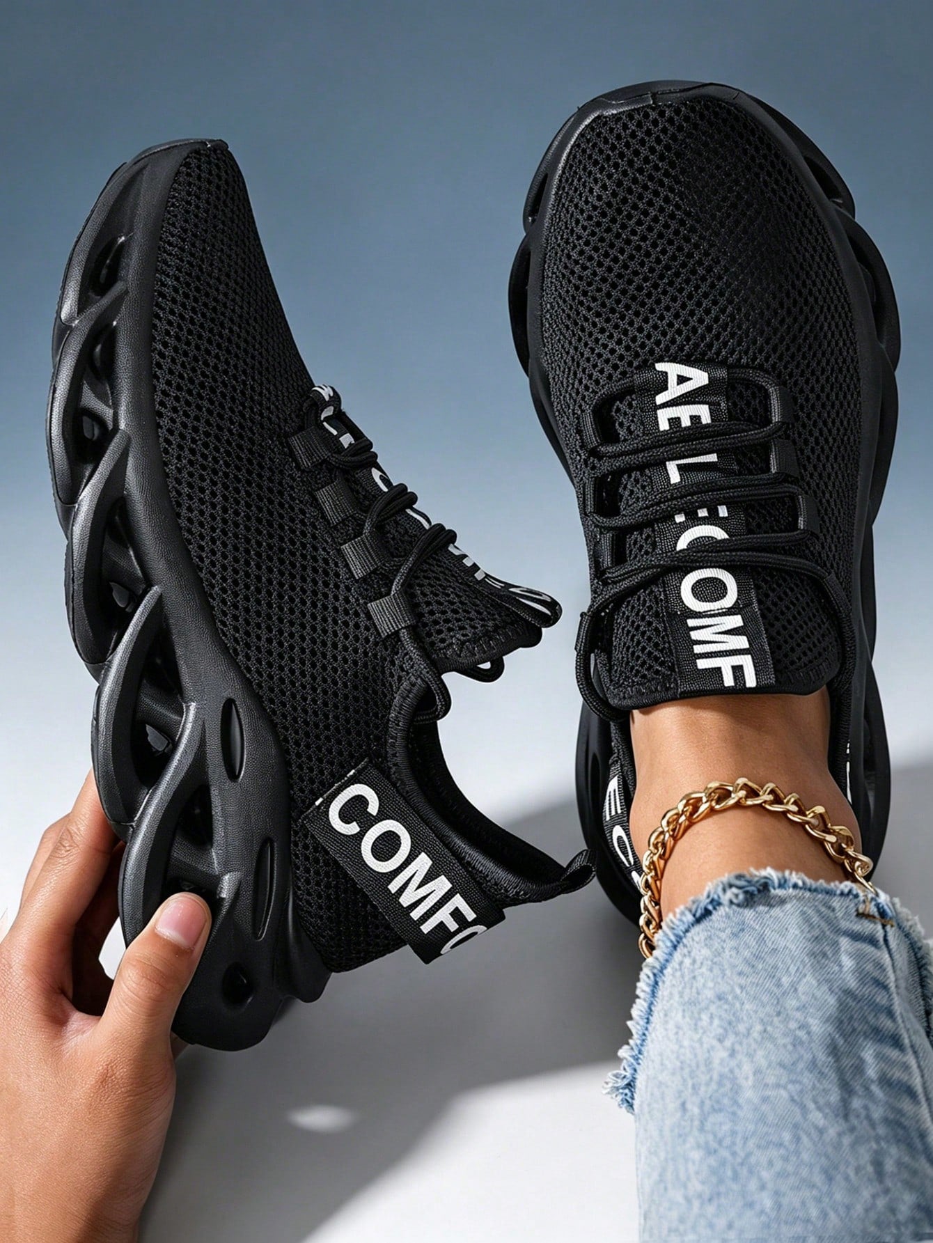 Unisex Black Sock Sport Sneakers – Breathable Mesh Upper, Slip-On Fit, Lightweight Casual Running Shoes For Daily Wear & Walking