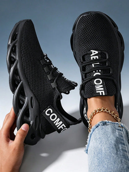 Unisex Black Sock Sport Sneakers – Breathable Mesh Upper, Slip-On Fit, Lightweight Casual Running Shoes For Daily Wear & Walking
