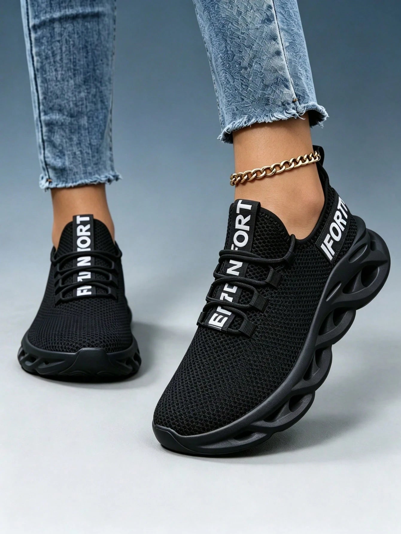 Unisex Black Sock Sport Sneakers – Breathable Mesh Upper, Slip-On Fit, Lightweight Casual Running Shoes For Daily Wear & Walking