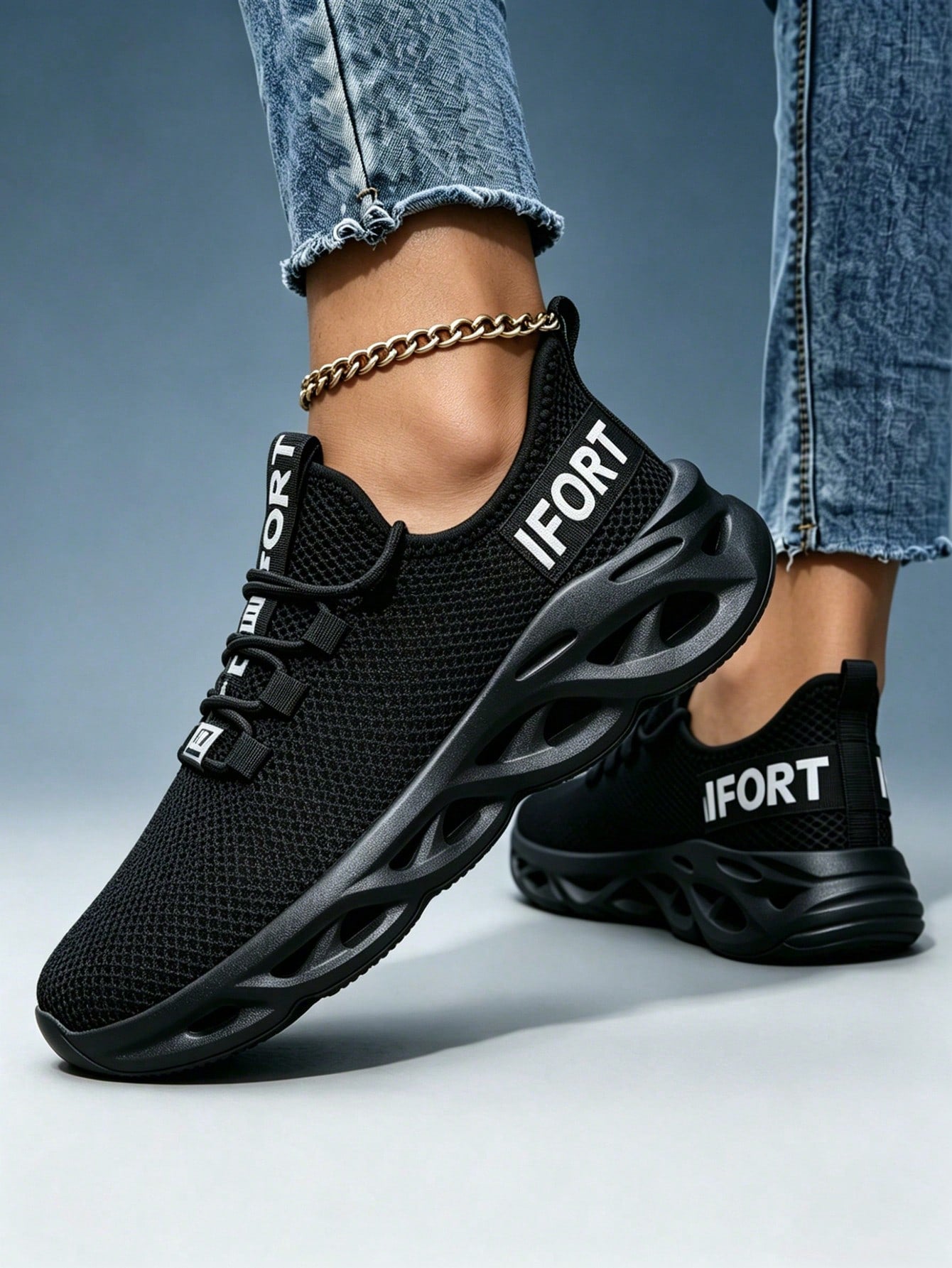 Unisex Black Sock Sport Sneakers – Breathable Mesh Upper, Slip-On Fit, Lightweight Casual Running Shoes For Daily Wear & Walking