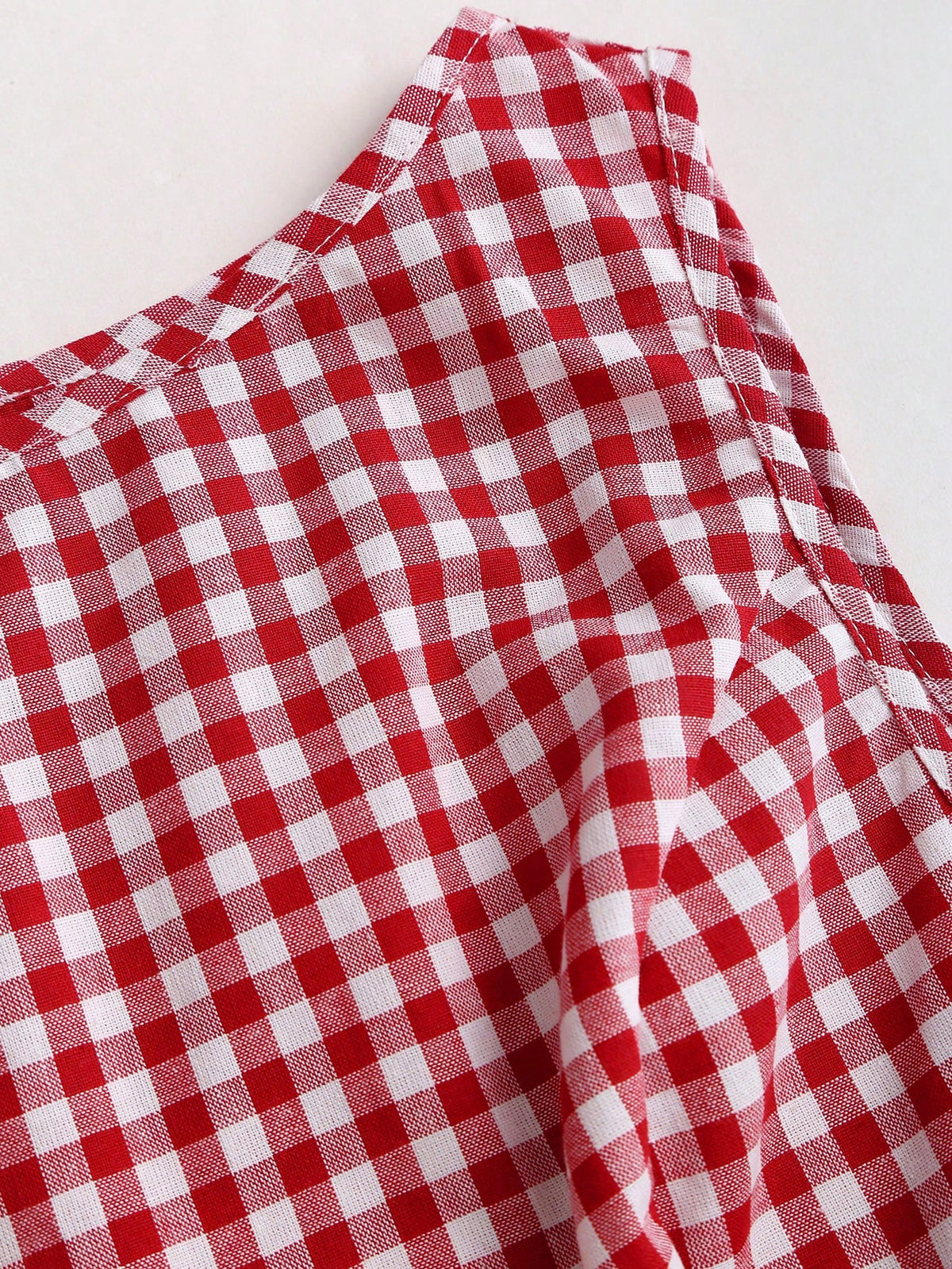 Unity Retro Plaid Round Neck Design Sense College Style Sexy Girl Sleeveless Shirt, Summer New Tie-Up Slim Fit Delicate Girly Sweet Blouse For Women