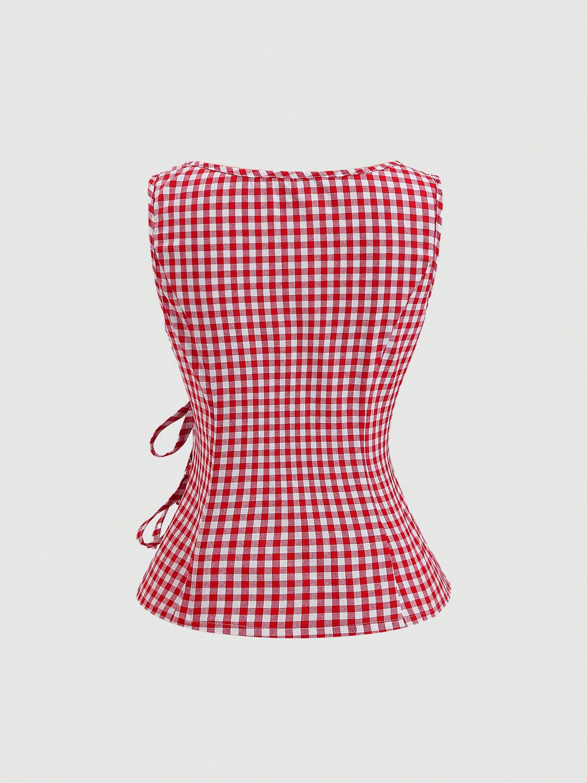 Unity Retro Plaid Round Neck Design Sense College Style Sexy Girl Sleeveless Shirt, Summer New Tie-Up Slim Fit Delicate Girly Sweet Blouse For Women