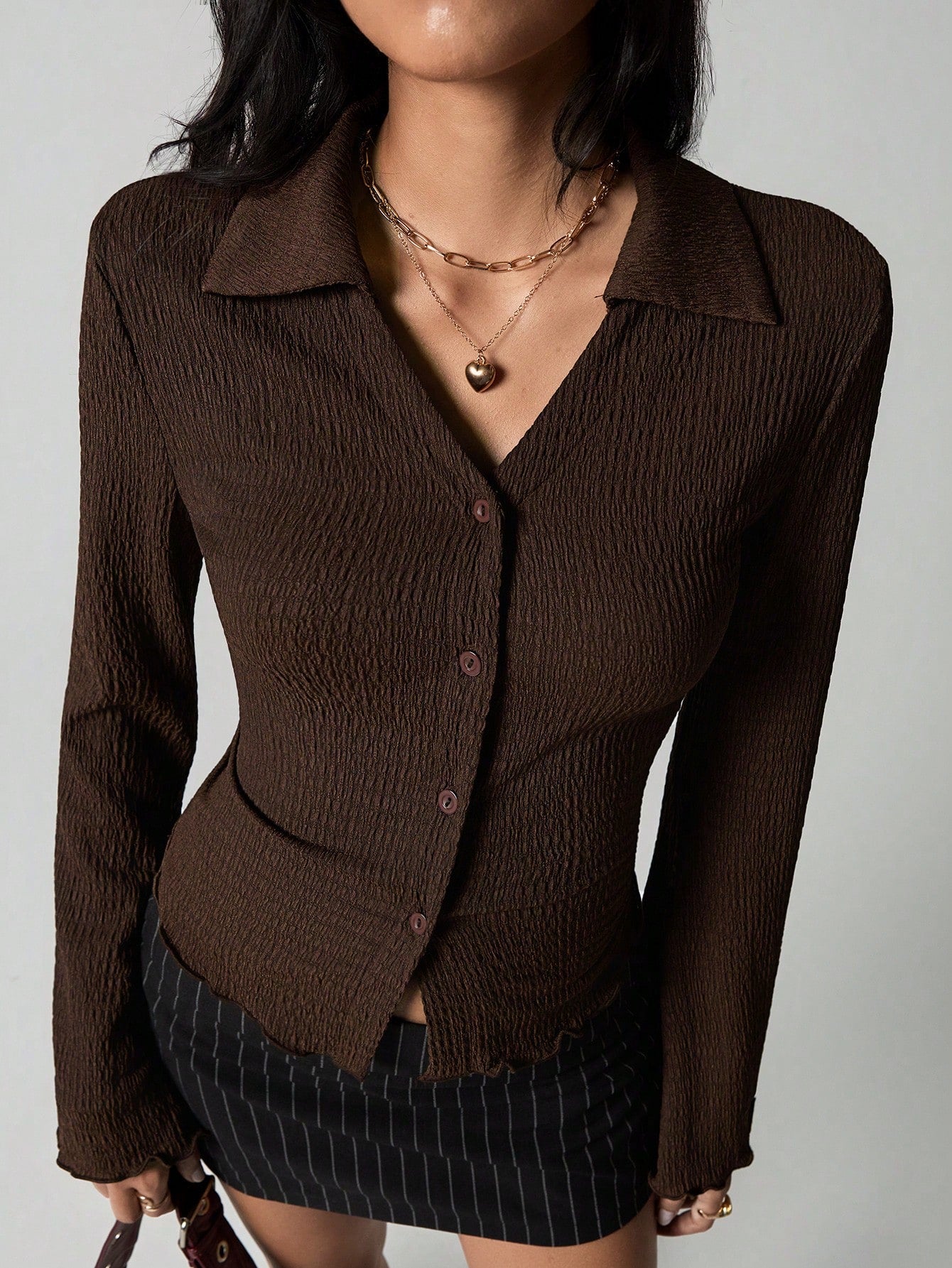 Unity Women's Solid Color Single-Breasted Casual Flared Sleeve Blouse, Spring And Summer, Fall Clothes Women Shirt
