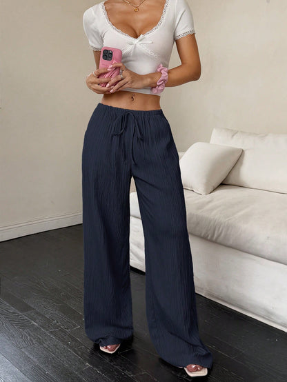 Unity Women Solid Color Casual Loose Wide Leg Pants Fall Cloth For Women