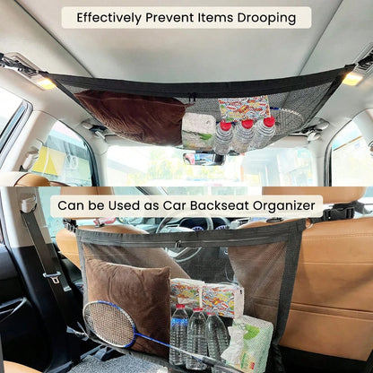 Universal Car Roof Storage Bag- Adjustable Zipper Mesh Net Organizer For Sundries, Cargo, And Accessories- Sturdy, Easy-To-Install, And Space-Saving Design