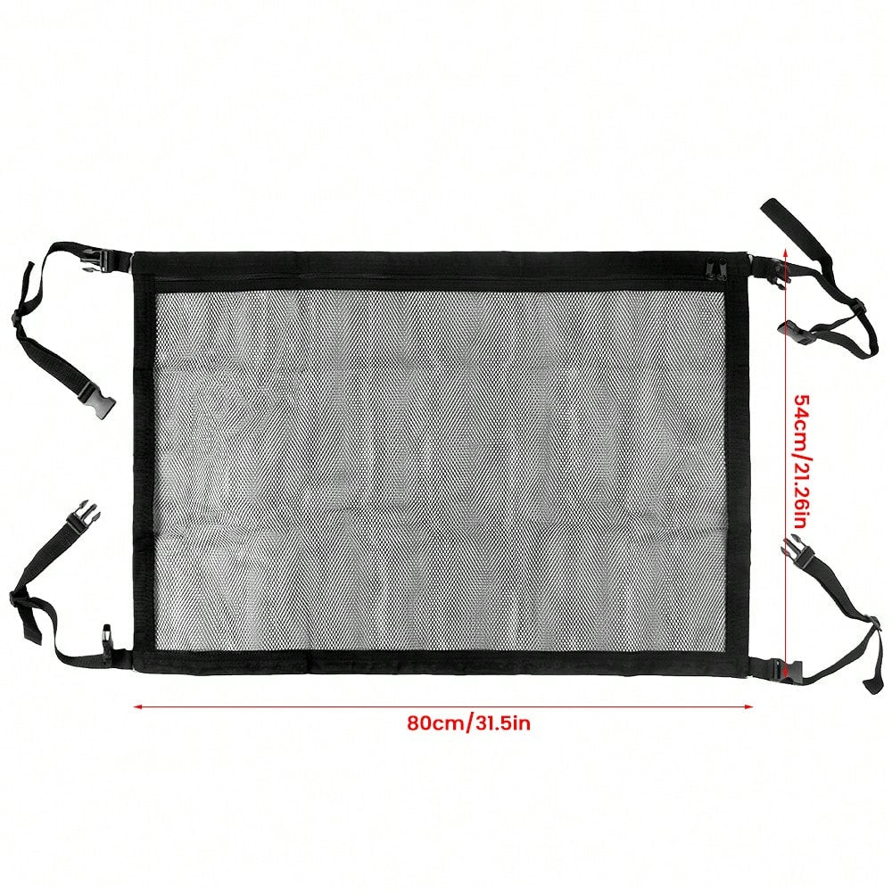 Universal Car Roof Storage Bag- Adjustable Zipper Mesh Net Organizer For Sundries, Cargo, And Accessories- Sturdy, Easy-To-Install, And Space-Saving Design