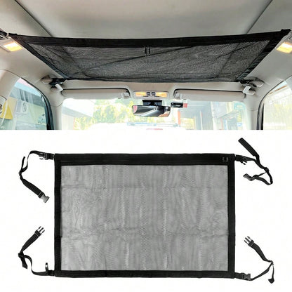Universal Car Roof Storage Bag- Adjustable Zipper Mesh Net Organizer For Sundries, Cargo, And Accessories- Sturdy, Easy-To-Install, And Space-Saving Design