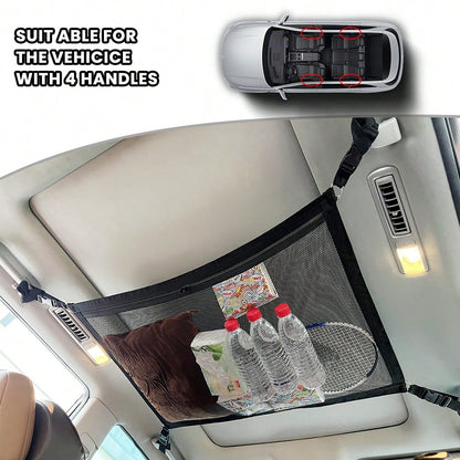 Universal Car Roof Storage Bag- Adjustable Zipper Mesh Net Organizer For Sundries, Cargo, And Accessories- Sturdy, Easy-To-Install, And Space-Saving Design
