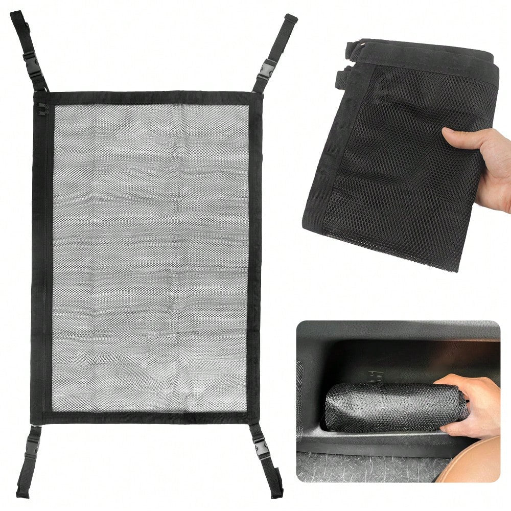 Universal Car Roof Storage Bag- Adjustable Zipper Mesh Net Organizer For Sundries, Cargo, And Accessories- Sturdy, Easy-To-Install, And Space-Saving Design
