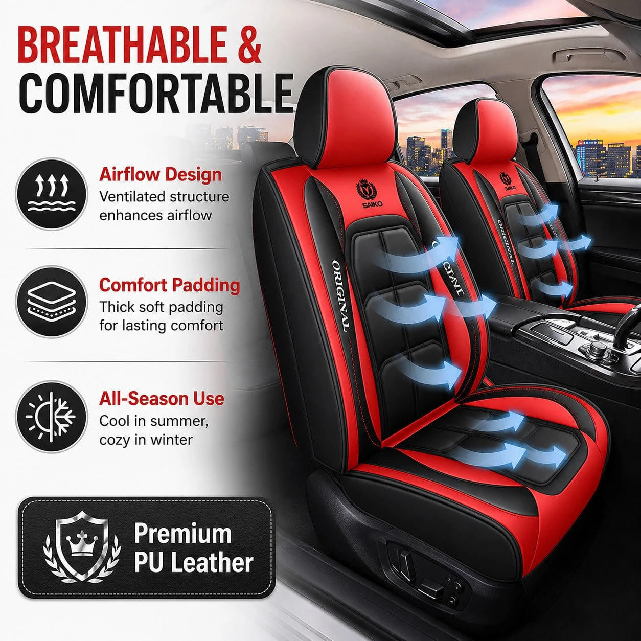 Universal Car Seat Covers, Full Surround Design, Stain & Wear Resistant To Protect Original Seats. Simple Style, Easy To Install And Clean. Colors: Black/Gray/Brown/Black Red/Pink/Orange Standard