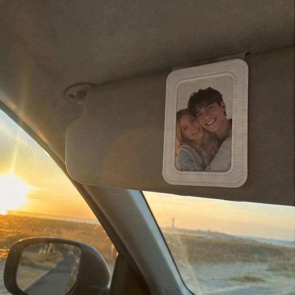 Universal Car Sun Visor Photo Clip Holder, Faux Leather Car Sun Visor Photo Frame Pendant, Home Baby Couple Photo Interior Modification Accessory, Truck SUV Off-Road Vehicle Decoration