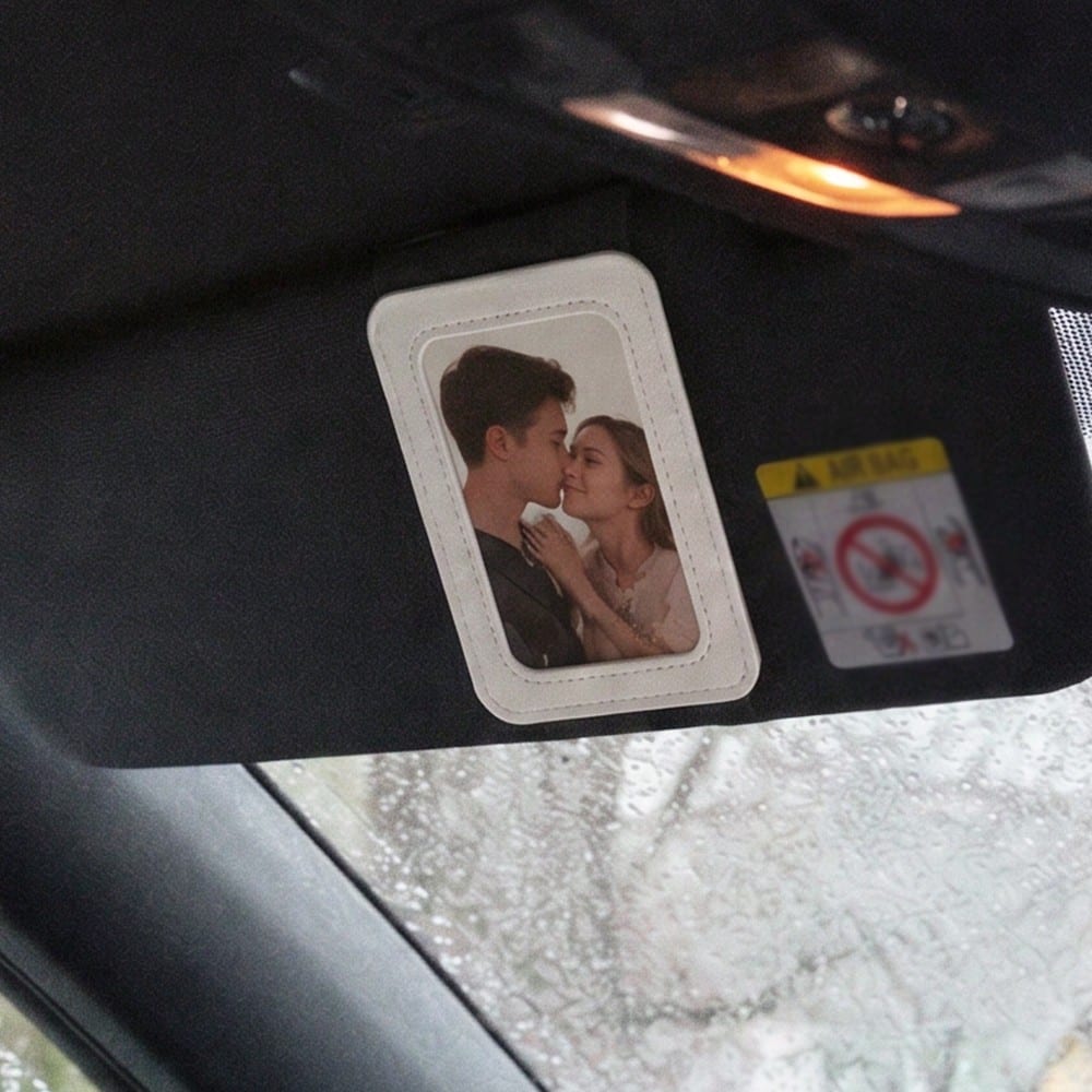 Universal Car Sun Visor Photo Clip Holder, Faux Leather Car Sun Visor Photo Frame Pendant, Home Baby Couple Photo Interior Modification Accessory, Truck SUV Off-Road Vehicle Decoration