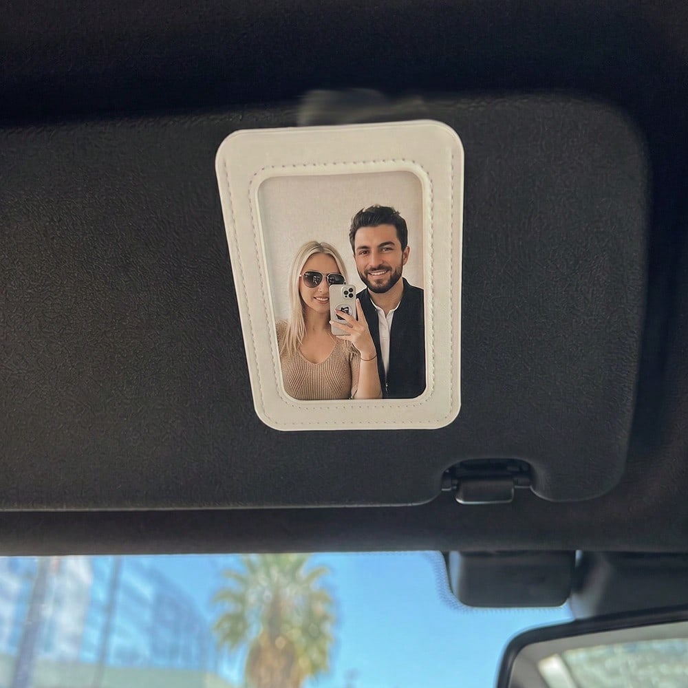Universal Car Sun Visor Photo Clip Holder, Faux Leather Car Sun Visor Photo Frame Pendant, Home Baby Couple Photo Interior Modification Accessory, Truck SUV Off-Road Vehicle Decoration
