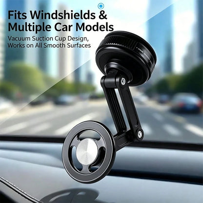 Universal Magnetic Car Phone Holder With Suction Cup Base, 360° Free Rotation Foldable Design, Strong Adsorption, Suitable For Car Dashboard, Windshield, Bathroom Glass And Office Desk