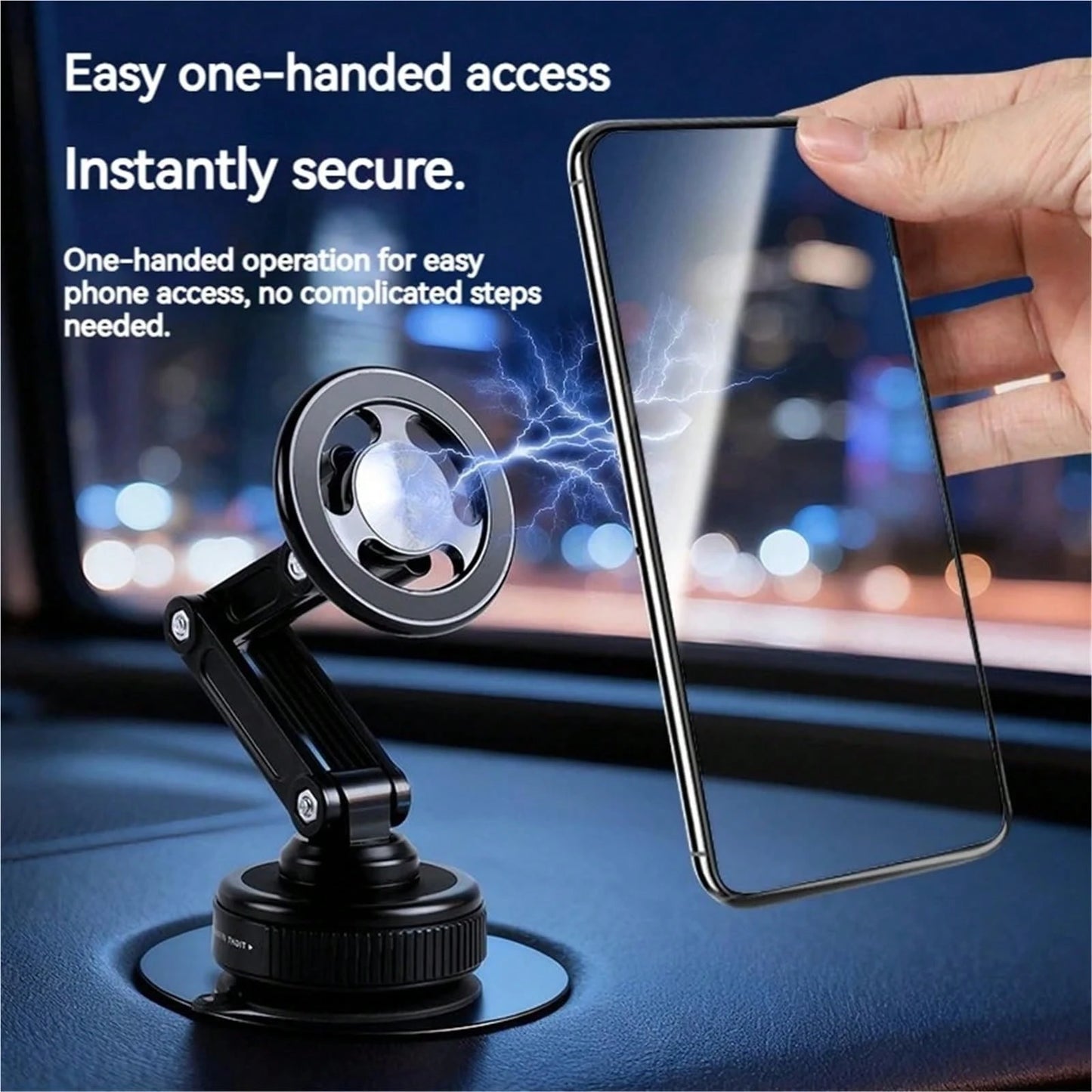 Universal Magnetic Car Phone Holder With Suction Cup Base, 360° Free Rotation Foldable Design, Strong Adsorption, Suitable For Car Dashboard, Windshield, Bathroom Glass And Office Desk