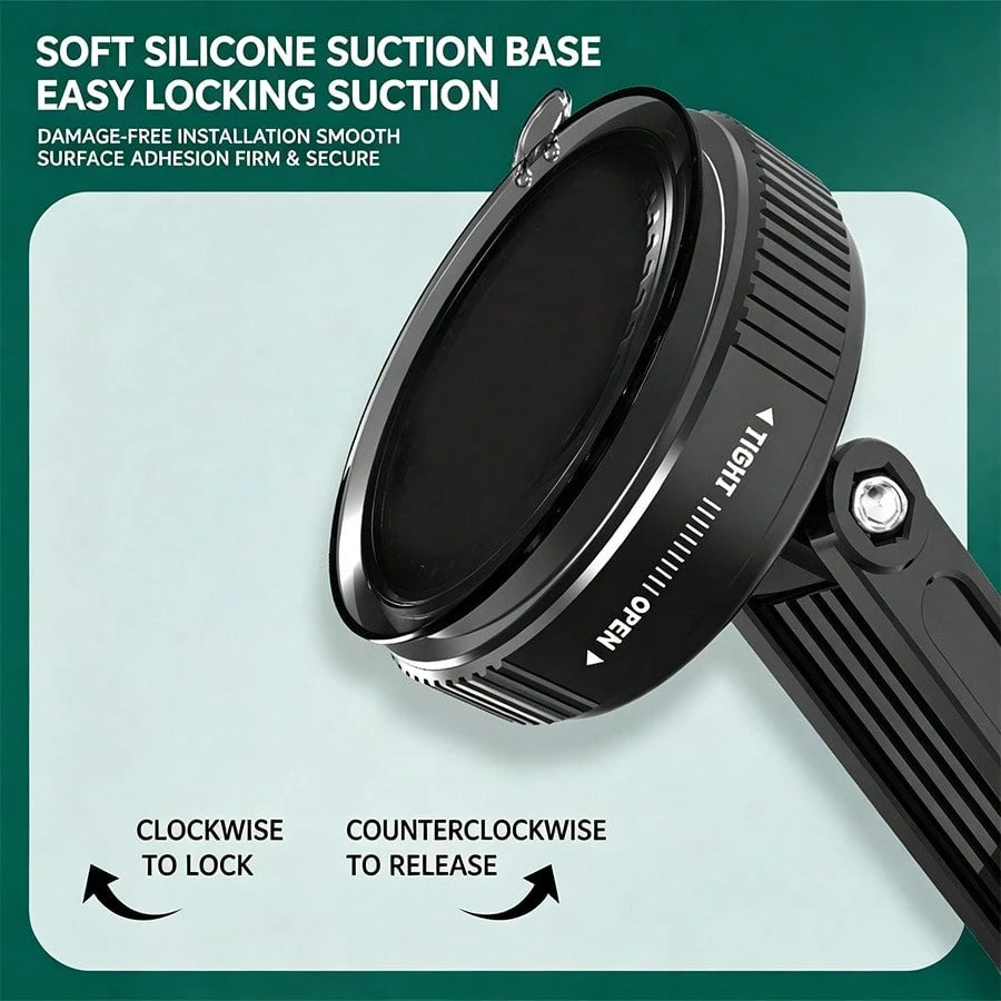 Universal Magnetic Car Phone Holder With Suction Cup Base, 360° Free Rotation Foldable Design, Strong Adsorption, Suitable For Car Dashboard, Windshield, Bathroom Glass And Office Desk