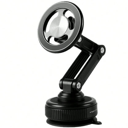 Universal Magnetic Car Phone Holder With Suction Cup Base, 360° Free Rotation Foldable Design, Strong Adsorption, Suitable For Car Dashboard, Windshield, Bathroom Glass And Office Desk