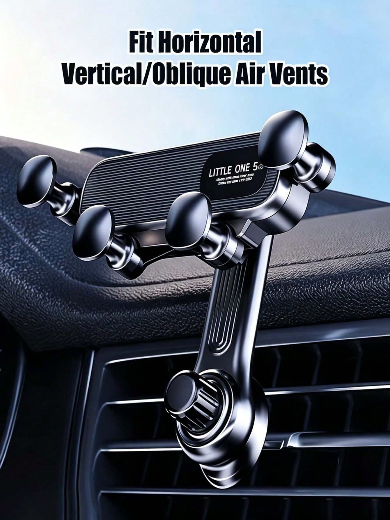 Upgraded Extended Base Car Phone Holder, Adjustable Spiral Hook, Fits Horizontal/Vertical/Diagonal Air Vents, Silicone Pad Anti-Scratch, 360° Rotation, Car Interior Phone Mount