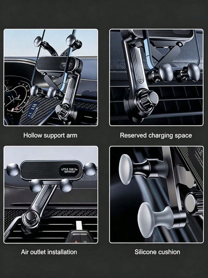 Upgraded Extended Base Car Phone Holder, Adjustable Spiral Hook, Fits Horizontal/Vertical/Diagonal Air Vents, Silicone Pad Anti-Scratch, 360° Rotation, Car Interior Phone Mount