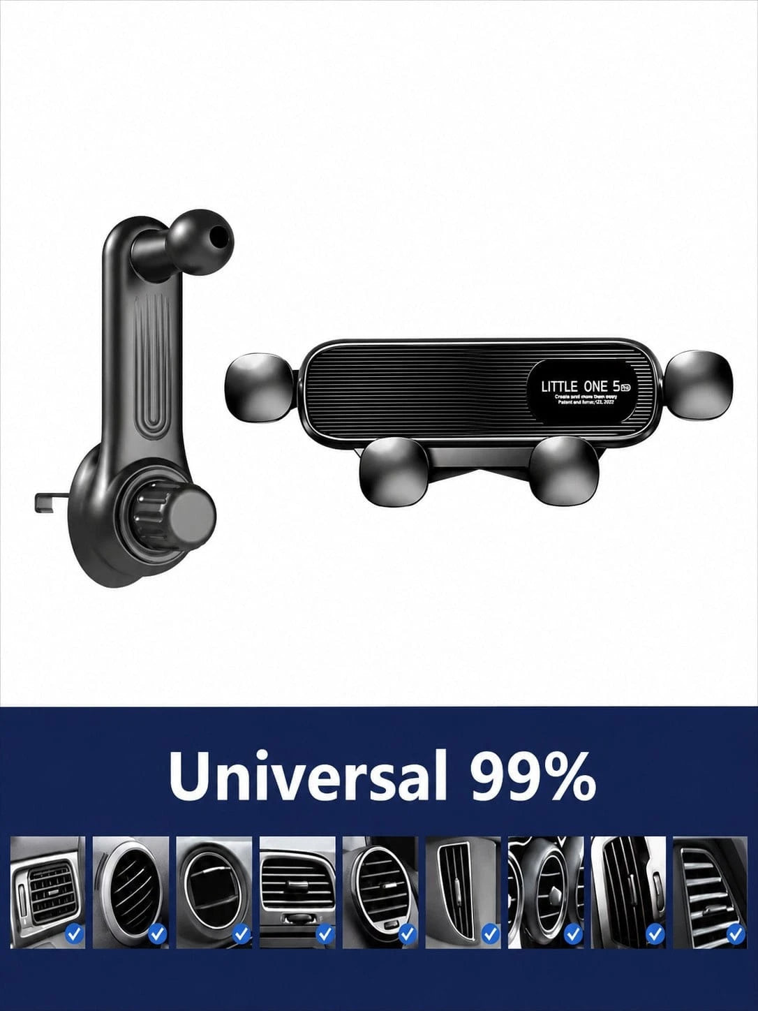 Upgraded Extended Base Car Phone Holder, Adjustable Spiral Hook, Fits Horizontal/Vertical/Diagonal Air Vents, Silicone Pad Anti-Scratch, 360° Rotation, Car Interior Phone Mount