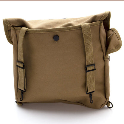 Reproduction US WWII M36 Musette Bag, 100% canvas, olive drab, Inside has 4 compartments, back has a compartment, side pocket