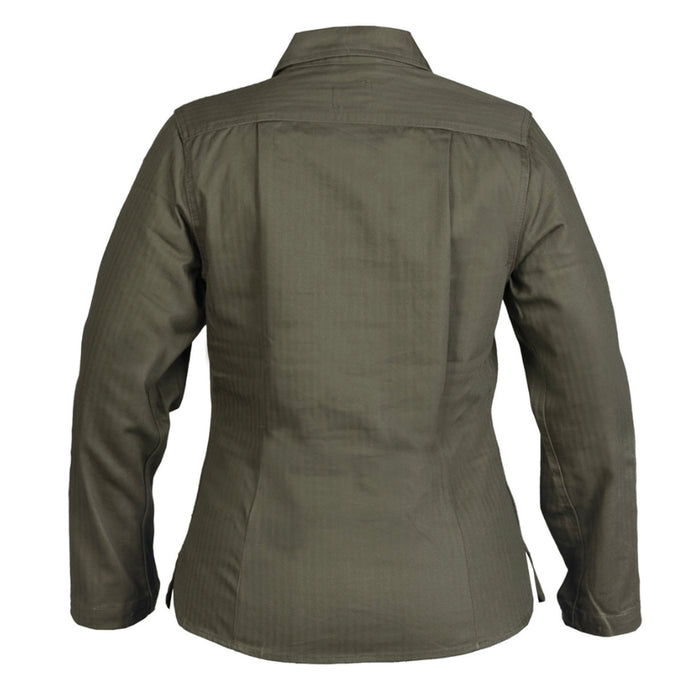 reproduction women's WWII US army uniform shirt in OD cotton twill