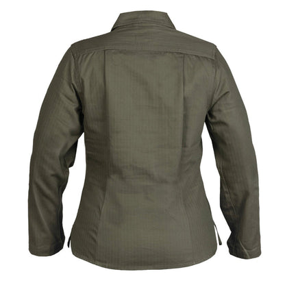 reproduction women's WWII US army uniform shirt in OD cotton twill