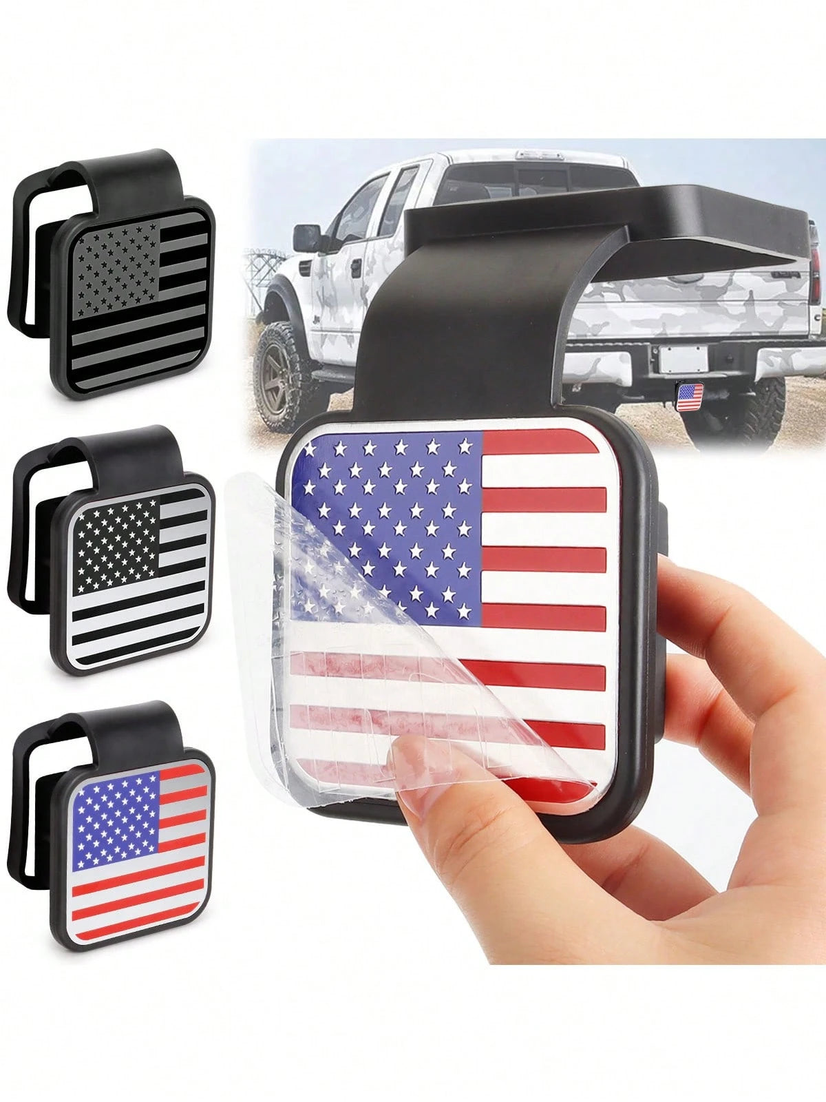 USA Flag Hitch Receiver Cover Tow Trailer Tube Plug Cap 4-Way Flat Insert 2 Inch